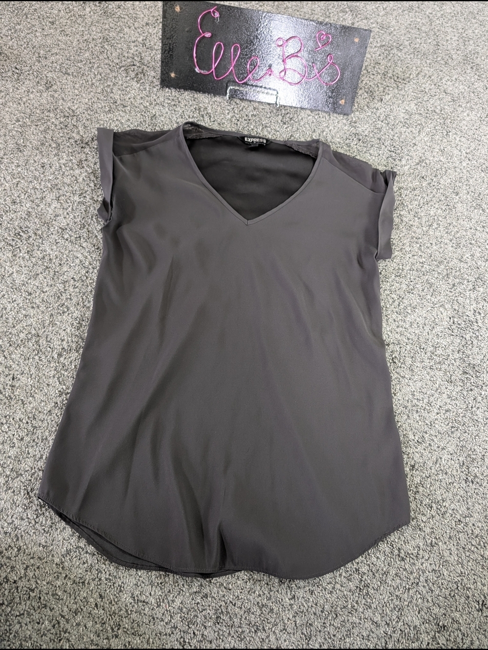 Euc Express Women’s V-Neck Short Sleeve Blouse - Charcoal Gray